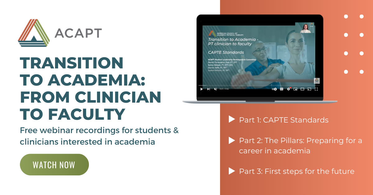 Transition to physical therapy academia video series Transition to physical therapy academia video series